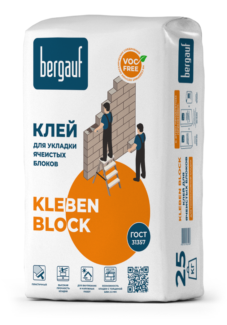 18304731 Клей для ячеистых блоков 25 кг Kleben block STLM-0010239 BERGAUF
