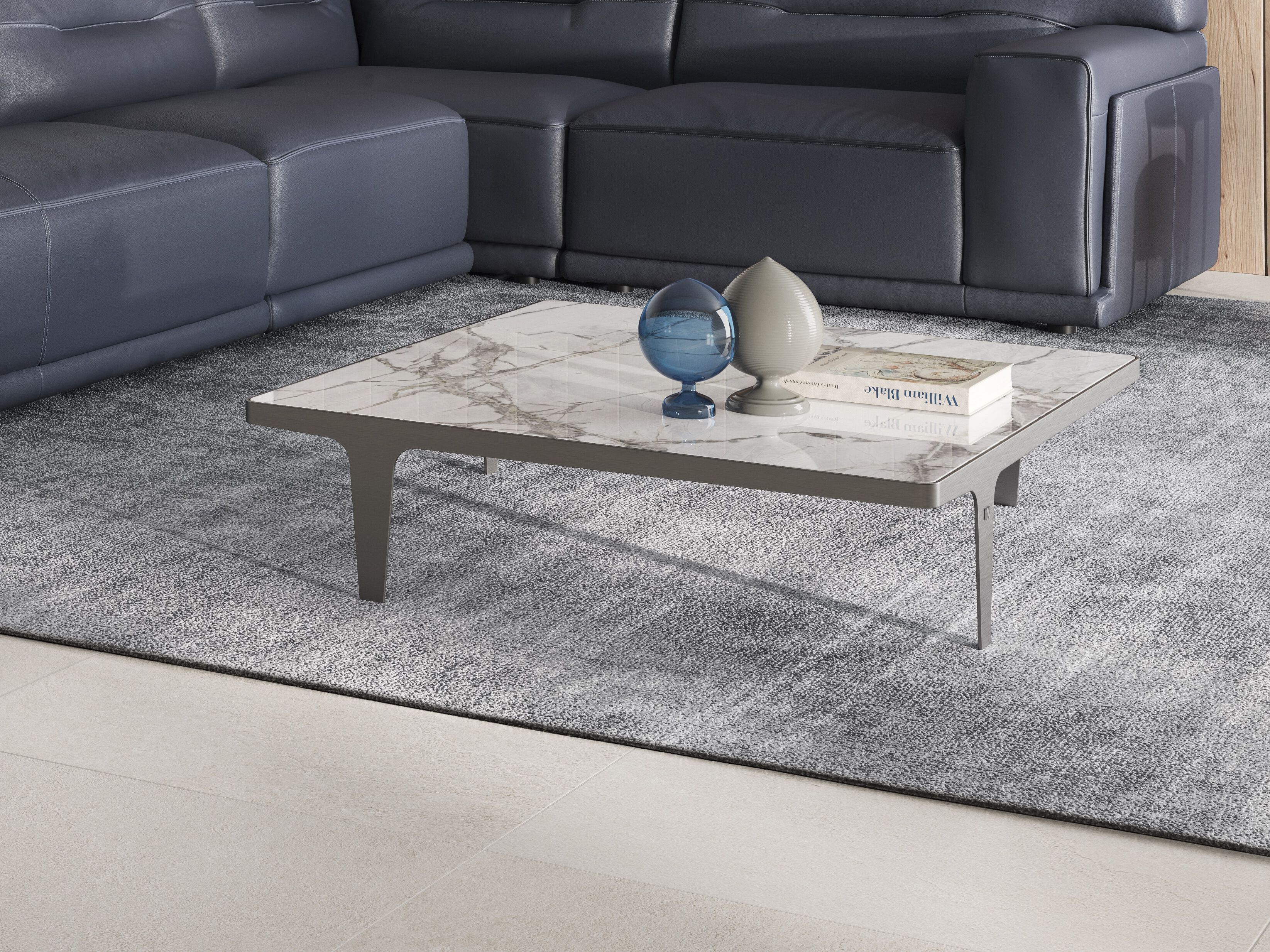 Низкий квадратный журнальный столик с мраморной столешницей Natuzzi Italia Herman ARCH-00030433 - Вид №7