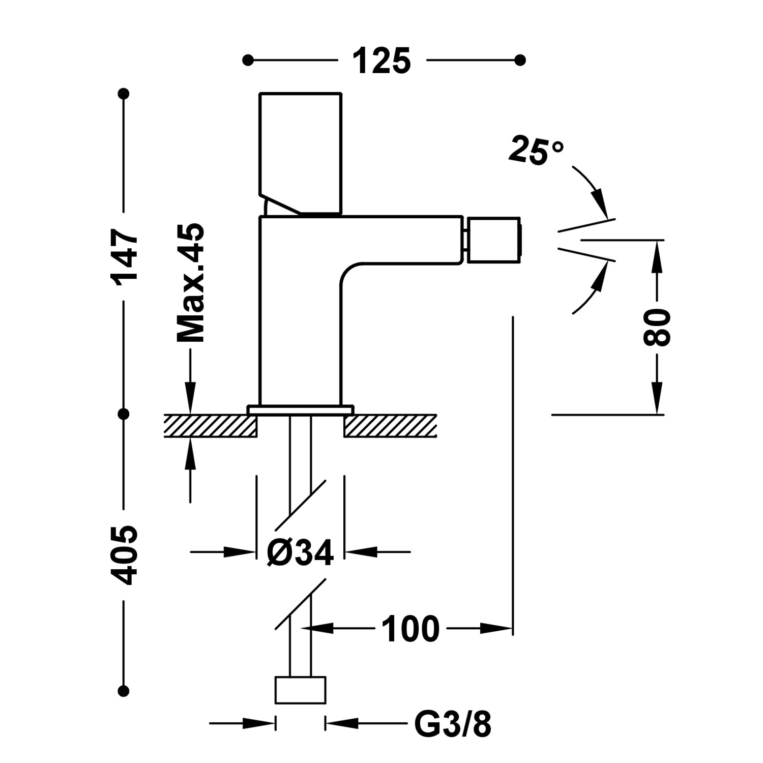 Смеситель для биде LOFT с одной ручкой и автоматическим сливом -20012002D TRES  - Вид №1