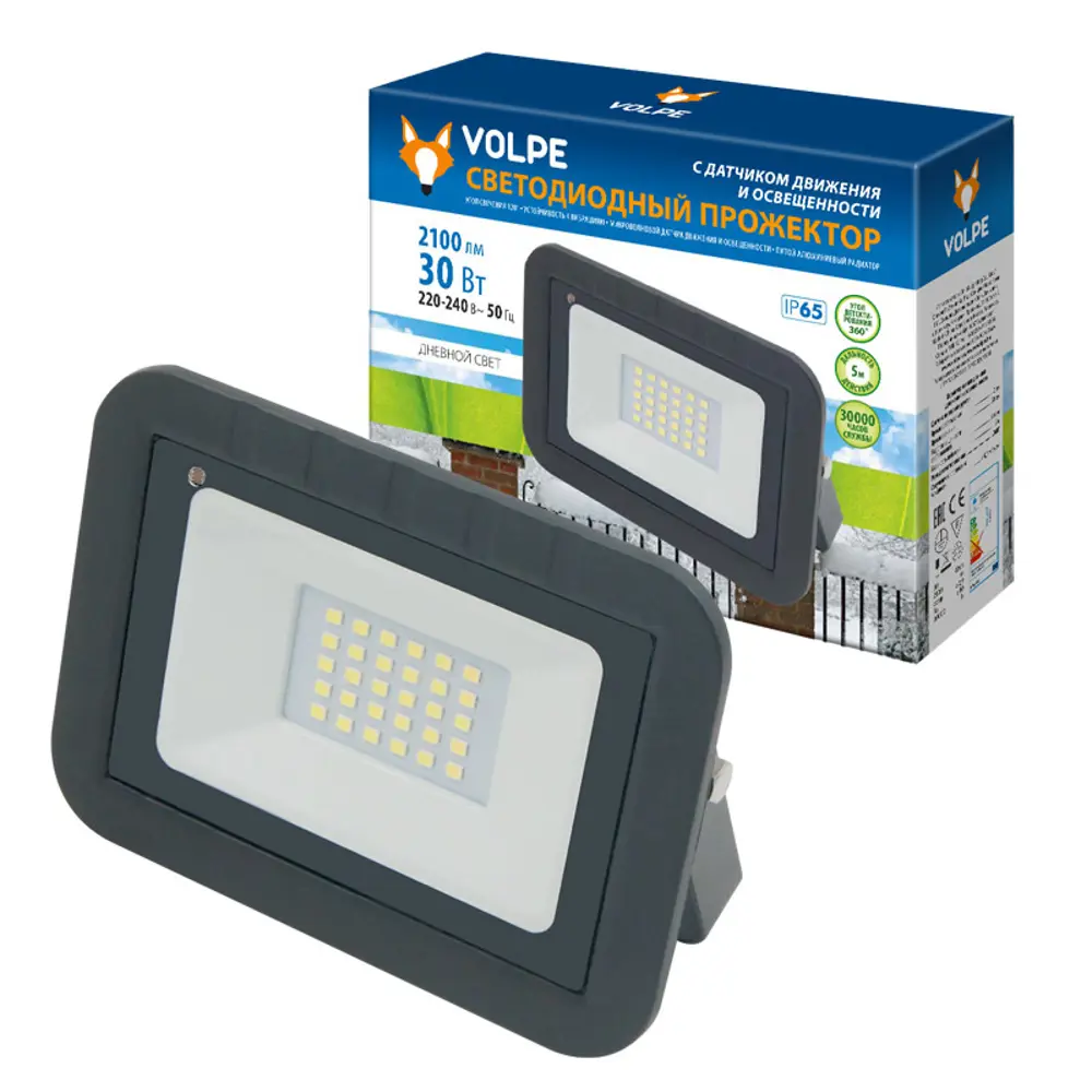 Прожектор светодиодный Volpe Sensor ULF-Q512 30 Вт 2100 Лм 6500 К IP6 STLM-2006798 - Вид №1