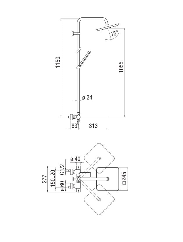 Настенная душевая колонна с душем Nobili Sand ARCH-00029738 - Вид №3
