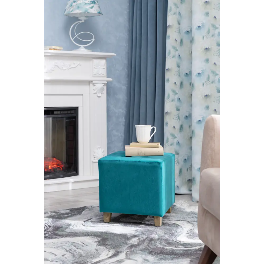 Табурет Atmosphera 35x35 см с обивкой цвет синий STLM-2075637 - Вид №2