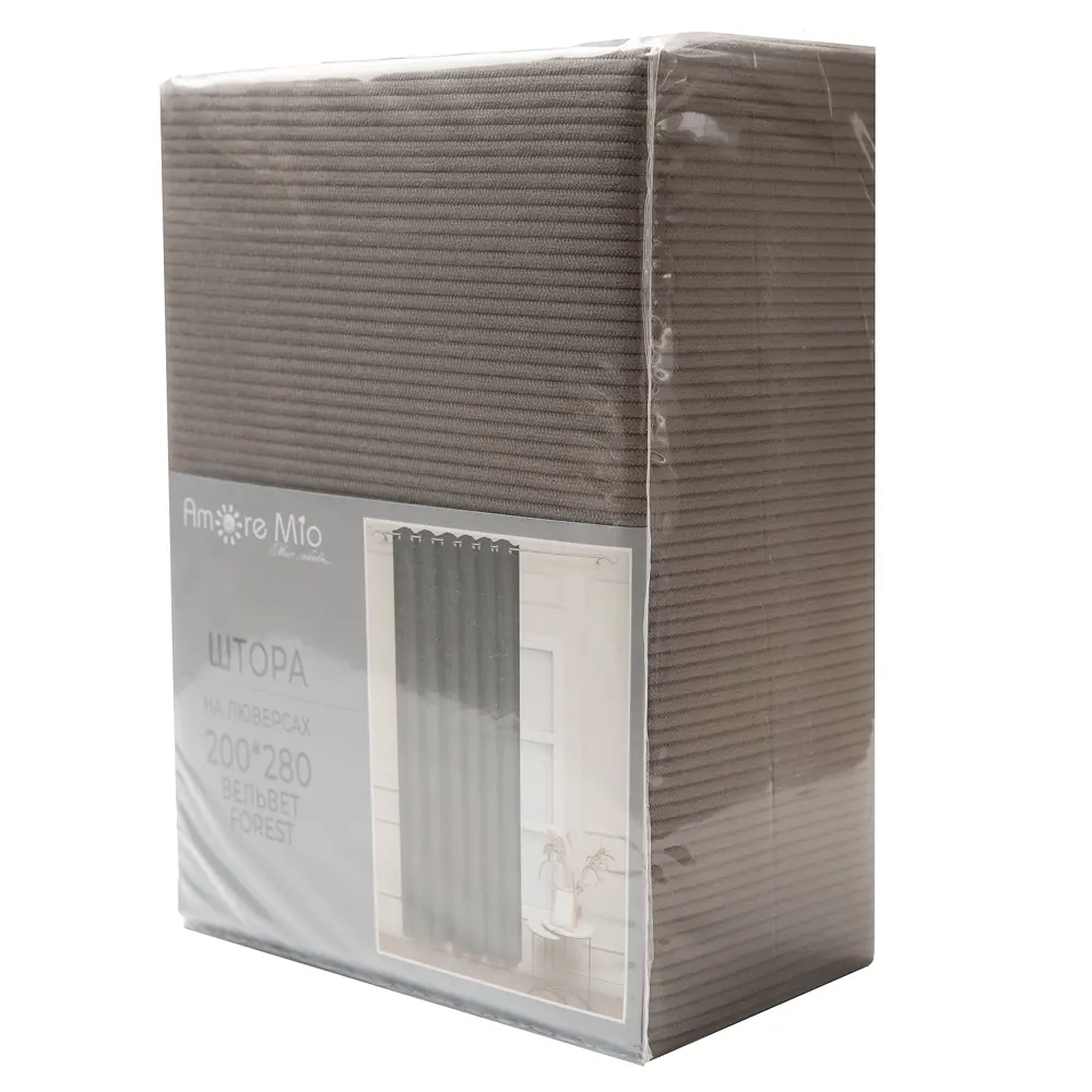 AMORE MIO Штора на люверсах серо-бежевая 200x280 см для спальни 89433191 STLM-1582186 - Вид №7