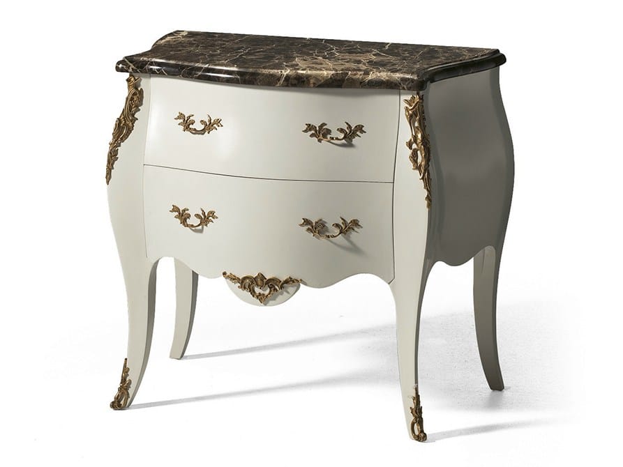 Деревянная лакированная тумбочка с мраморной столешницей OAK Галерея ARCH-00063809 - Вид №1