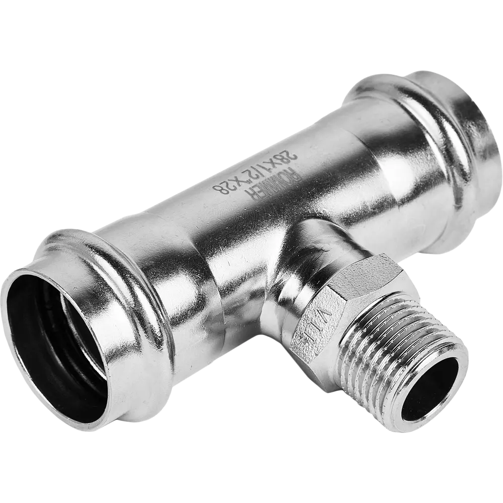 Тройник переходной Rommer 1/2"x28 мм ВПр-НР нержавеющая сталь STLM-2143028