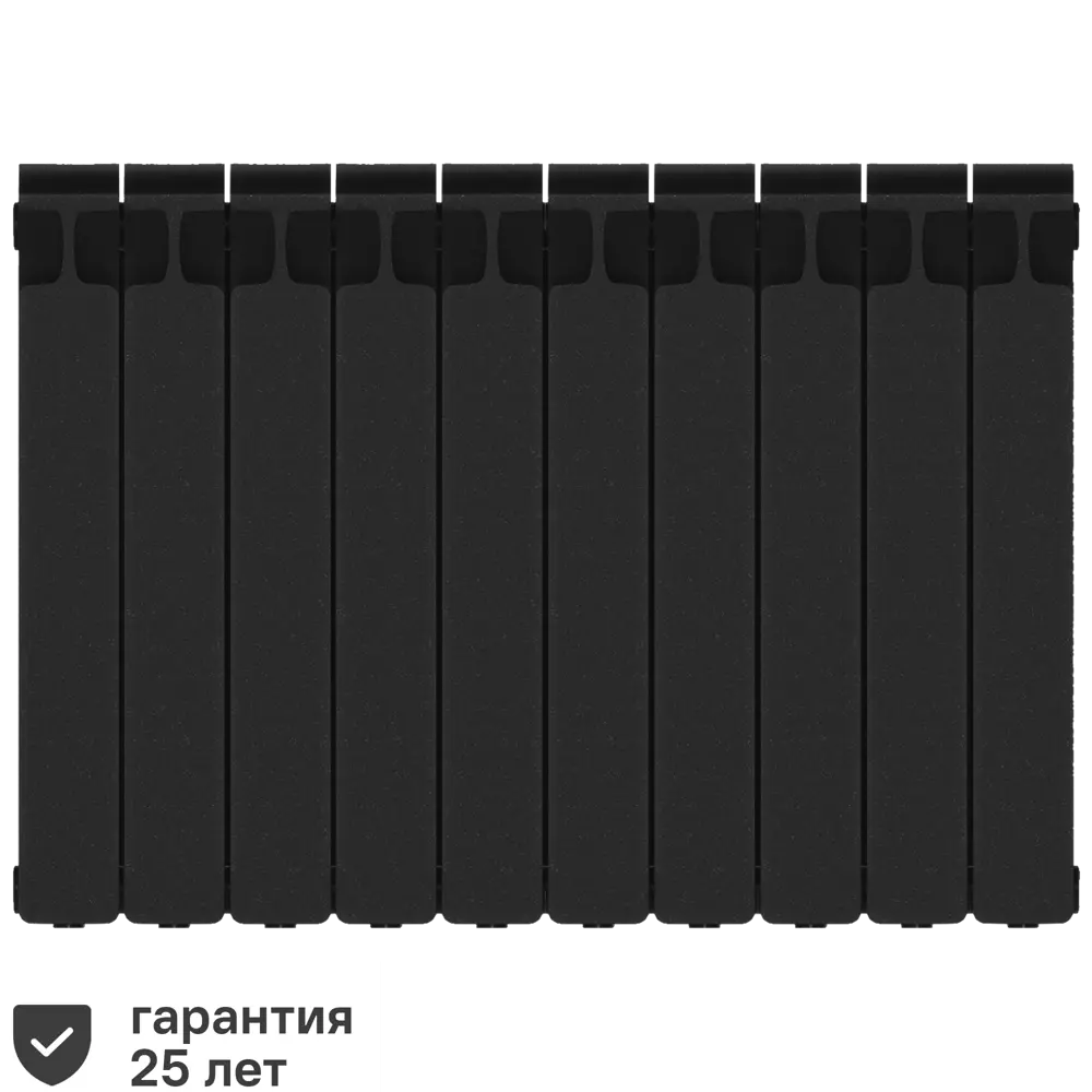 Радиатор секционный Rifar Monolit M50010RAL9005 500/100 10 секций боковое подключение биметалл черный 82560798 STLM-2185936