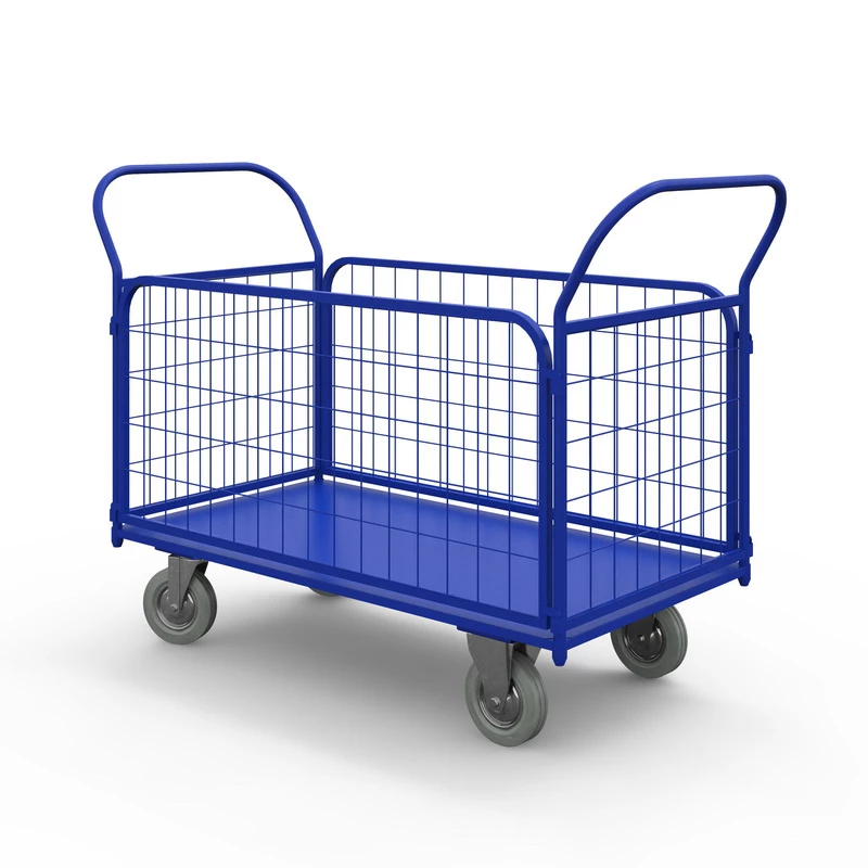 Тележка платформенная с сетчатыми бортами ТС 5 (г/п 450 кг, 1200x700 мм, колеса серая резина 160 мм) Верстакофф 65-0275
