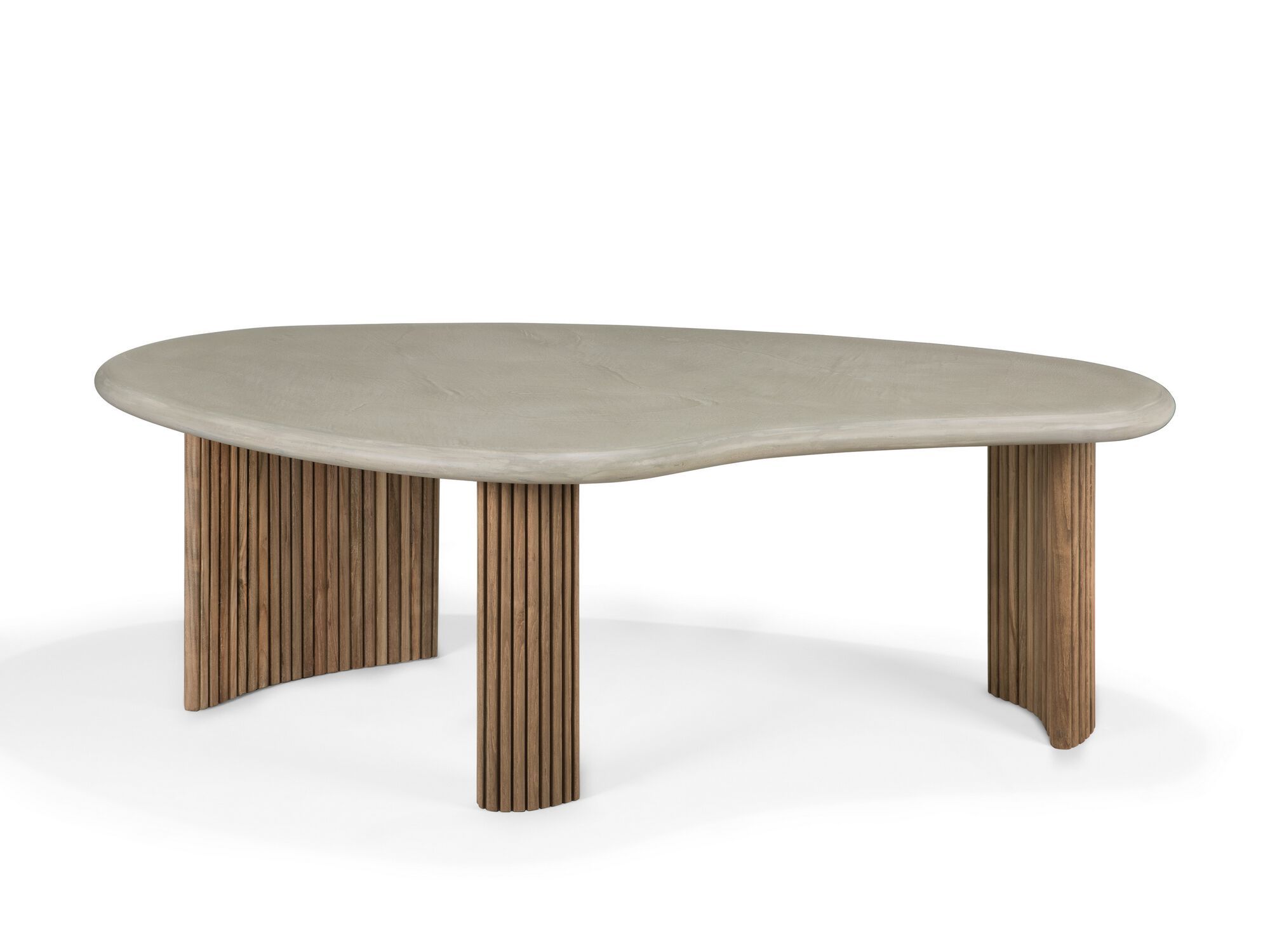 Низкий садовый стол из бетона и тика Ethnicraft Boomerang ARCH-00133323 - Вид №3