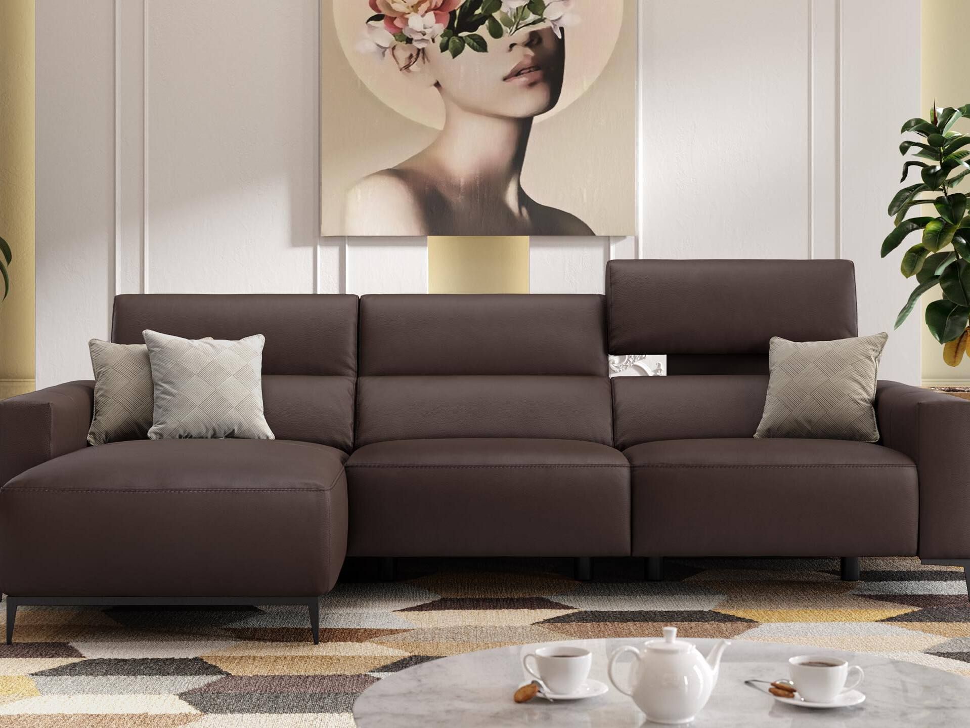 Кожаный диван с полуостровом Sofanella Толедо ARCH-00053650 - Вид №2