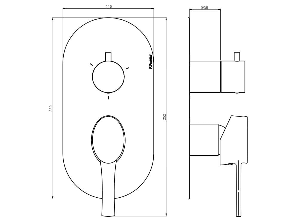 Встраиваемый однорычажный смеситель для душа с переключателем Rubinetterie Frattini Delizia ARCH-00152600 - Вид №5