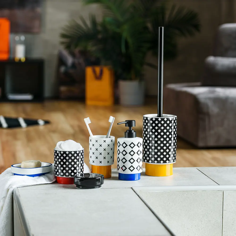 Дозатор для жидкого мыла Moroshka Memphis цвет белый/чёрный/синий STLM-2014571 - Вид №5