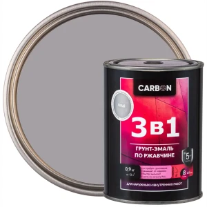 Эмаль по ржавчине 3 в 1 Carbon цвет серый 0.9 кг