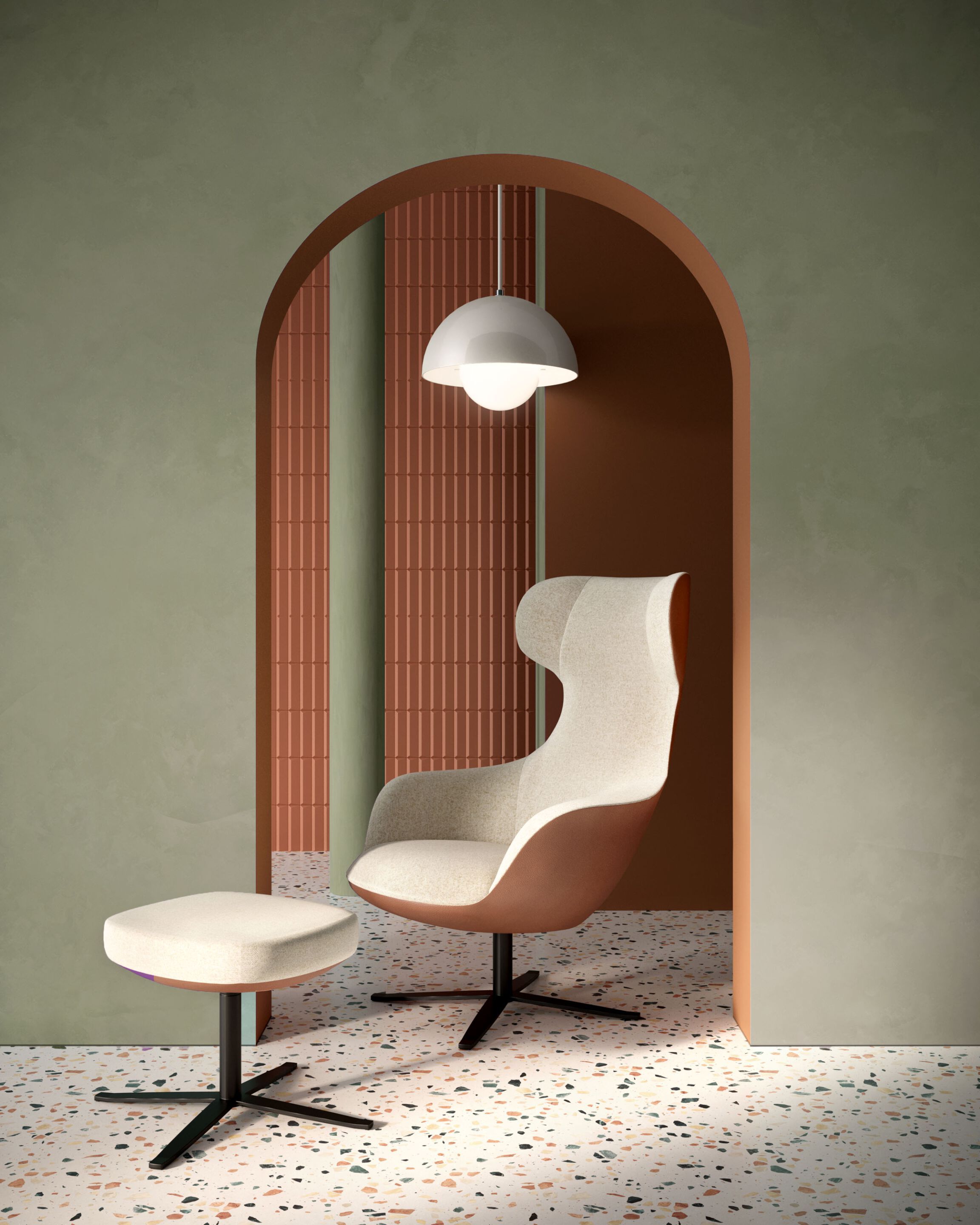 Вращающееся кресло с высокой спинкой из ткани GRUPPO FOX день Фокса ARCH-00149042 - Вид №2