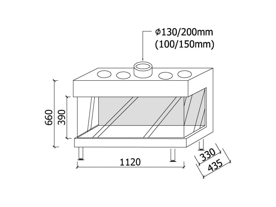 Газовый тройной фасадный камин Metalfire ARCH-00096333