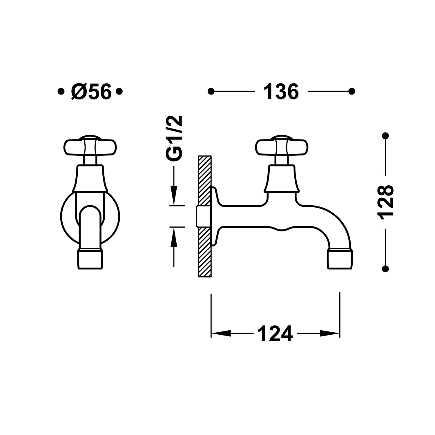 Скрытый кран TRES CLASIC с 1 выпуском воды для офиса или подсобного помещения-24252001AC TRES  - Вид №1