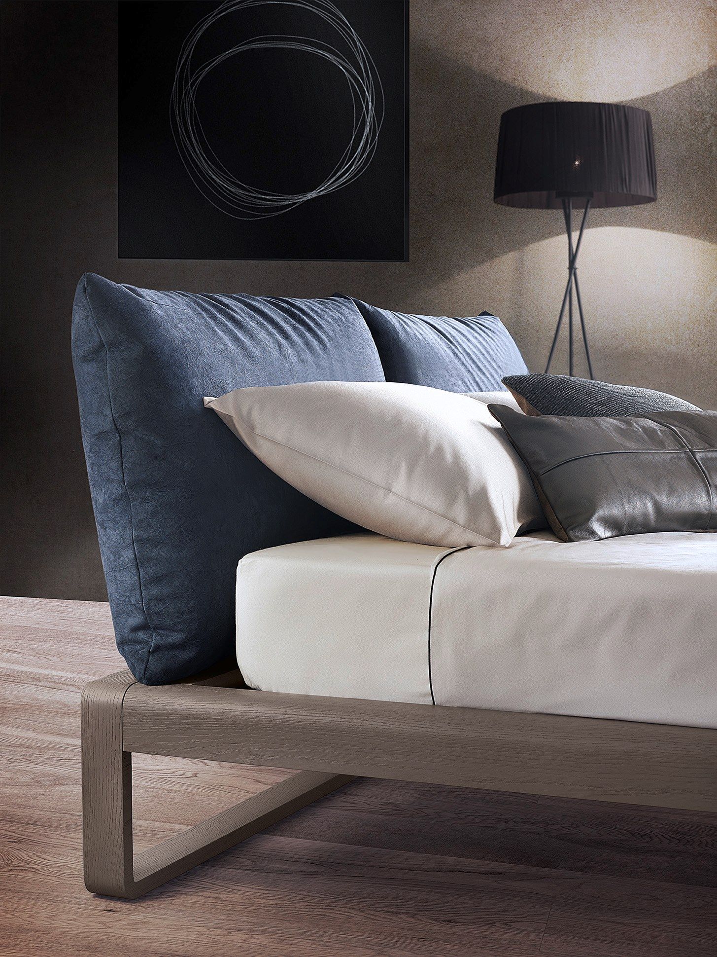 Деревянная двуспальная кровать с мягким изголовьем Olivieri ARCH-00073080 - Вид №1