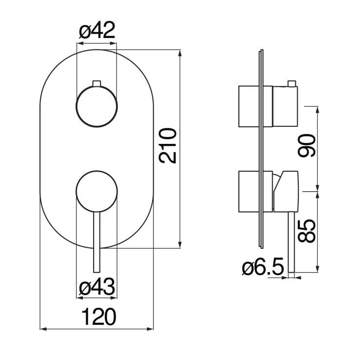 Однорычажный смеситель для душа с 2 отверстиями и пластиной Nobili Velis ARCH-00125742 - Вид №6