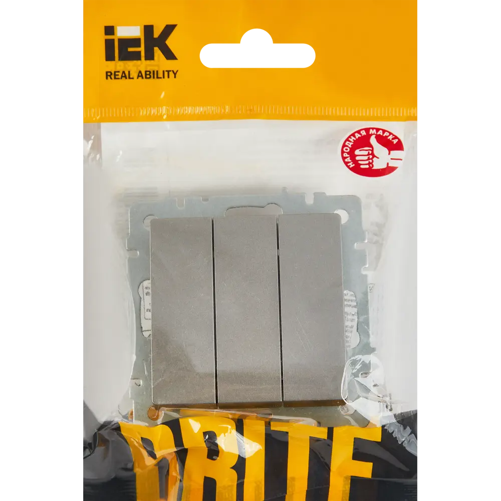 Выключатель IEK Brite 3-клавишный в стиле матовый металл 87761734 STLM-1105804 - Вид №4