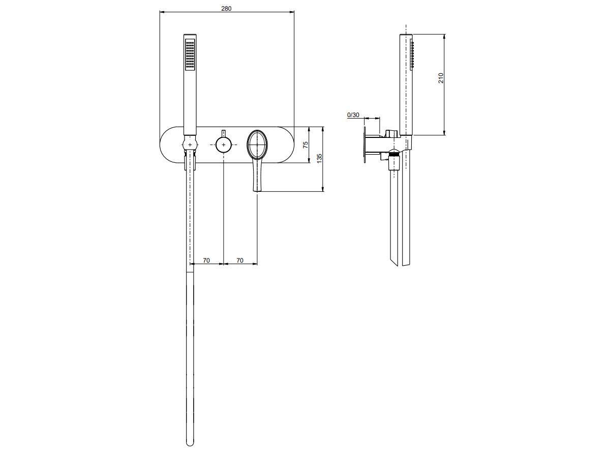 Встраиваемый смеситель для душа с 3 отверстиями и переключателем Rubinetterie Frattini отдельная эстетика ARCH-00147351 - Вид №2