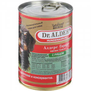 ПР0035363 Корм для собак Алдерс Гарант 80%рубленного мяса Рубец, сердце банка 410г Dr. ALDER`s