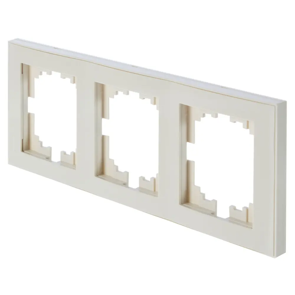 Рамка для розеток и выключателей Lezard Rain 3 поста, цвет бежевый STLM-2198728 - Вид №1