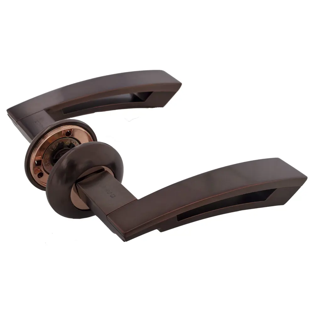 Ручки дверные на розетке Apecs H-0599-A, алюминиевый сплав, цвет тёмная медь STLM-2048195 - Вид №1