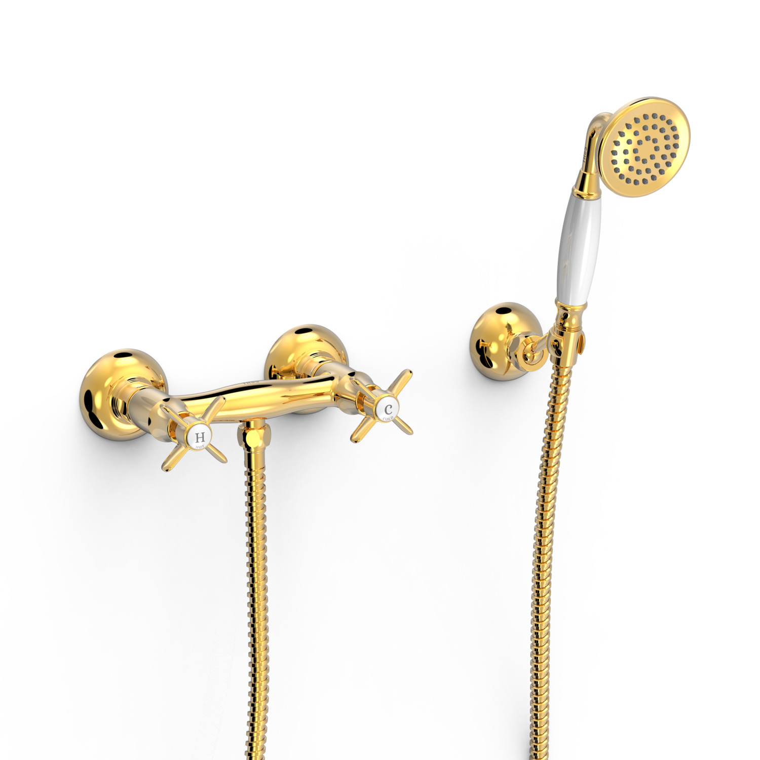 Настенный смеситель для душа TRES CLASIC с двумя ручками-24216301OR TRES 