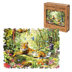 Деревянный пазл для взрослых и детей Тигр в джунглях М ZUFA