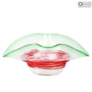 502 ORIGINALMURANOGLASS Декоративная чаша Сомбреро из муранского стекла красно-зеленая - муранское стекло OMG 40 см