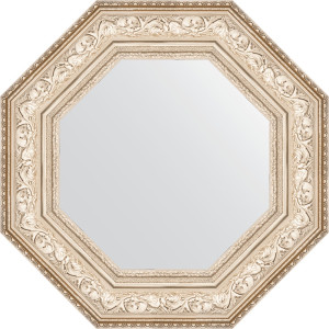 BY 3853 Зеркало в багетной раме - виньетка серебро 109 mm EVOFORM Octagon
