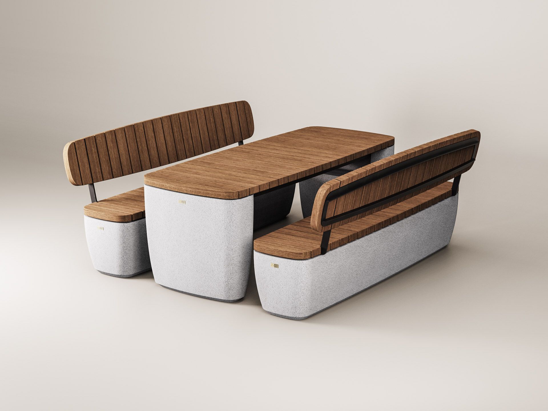 Бетонная и деревянная скамья со спинкой Kremen ARCH-00147114 - Вид №3