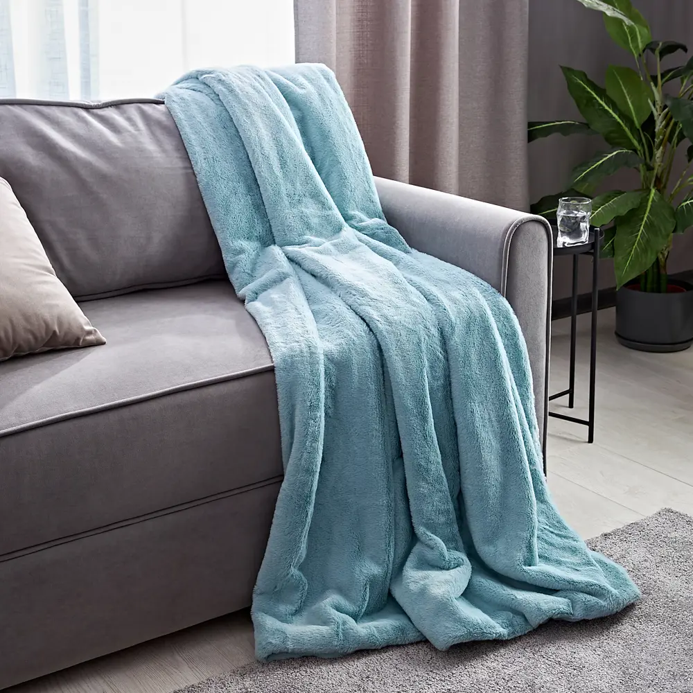 INSPIRE Плед Enalie Aqua 5: уютный велсофт небесного оттенка 84882377 STLM-0056961 - Вид №3