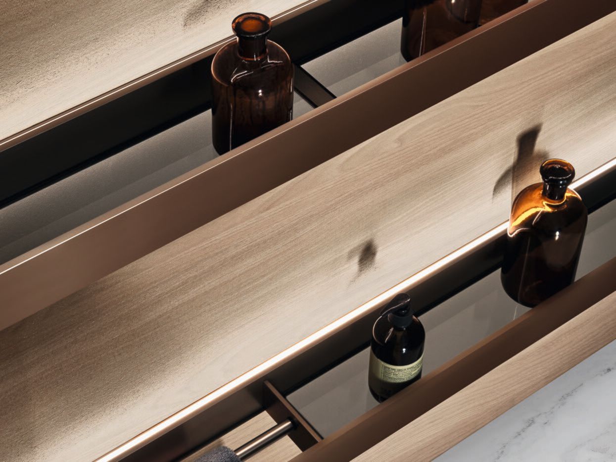 Мебель для ванной комнаты из грецкого ореха и мрамора Calacatta Noorth Fjord ARCH-00063085 - Вид №3