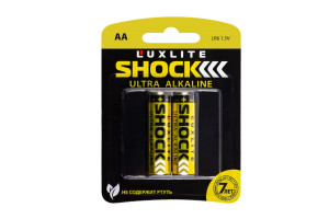 16448655 Батарейки Shock АА 2 штуки в блистере GOLD 6966 Luxlite