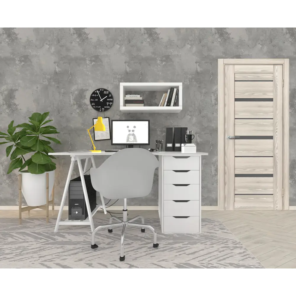 Комплект двери Верано остекленная 60x200 см ПВХ цвет ривьера крем с добором 200 мм PORTIKA STLM-2114642 - Вид №1