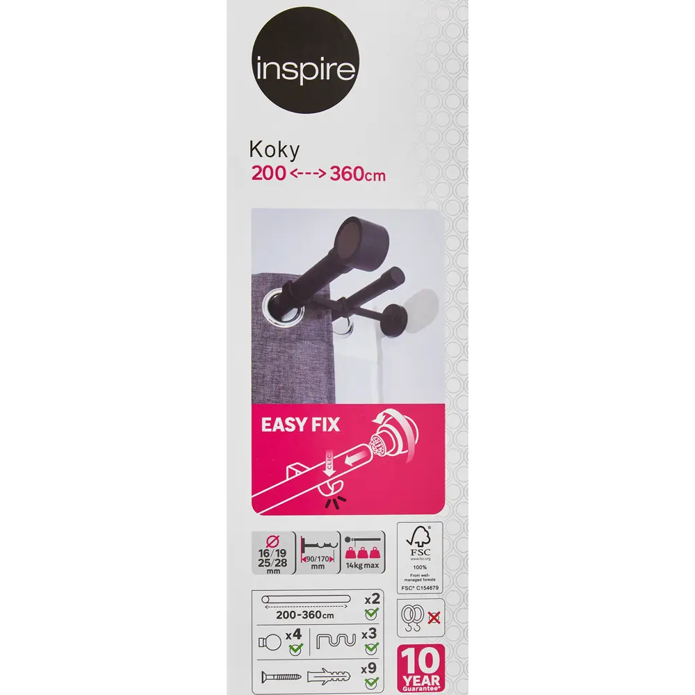 INSPIRE Двухрядный карниз Koky для портьер и тюля 200-360 см 84407332 STLM-0049490 - Вид №7