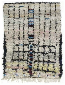 AFOLKI Прямоугольный шерстяной коврик с длинным ворсом и узором Boucherouite Taa708be