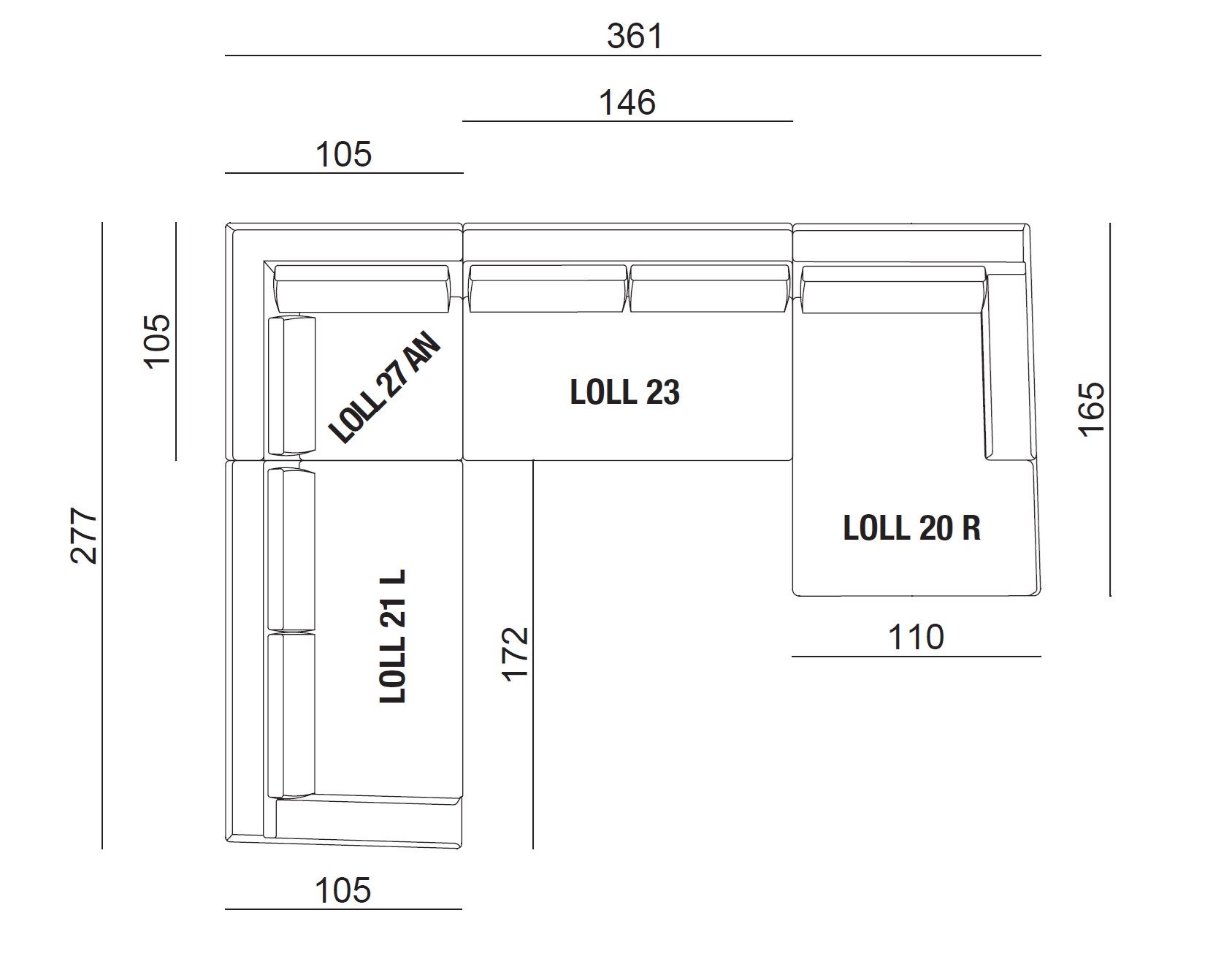 Угловой диван из ткани с полуостровом Gervasoni Loll ARCH-00033065 - Вид №5