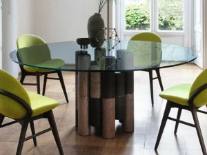 Porada Круглый стол из массива дерева со стеклянной столешницей Nineteen