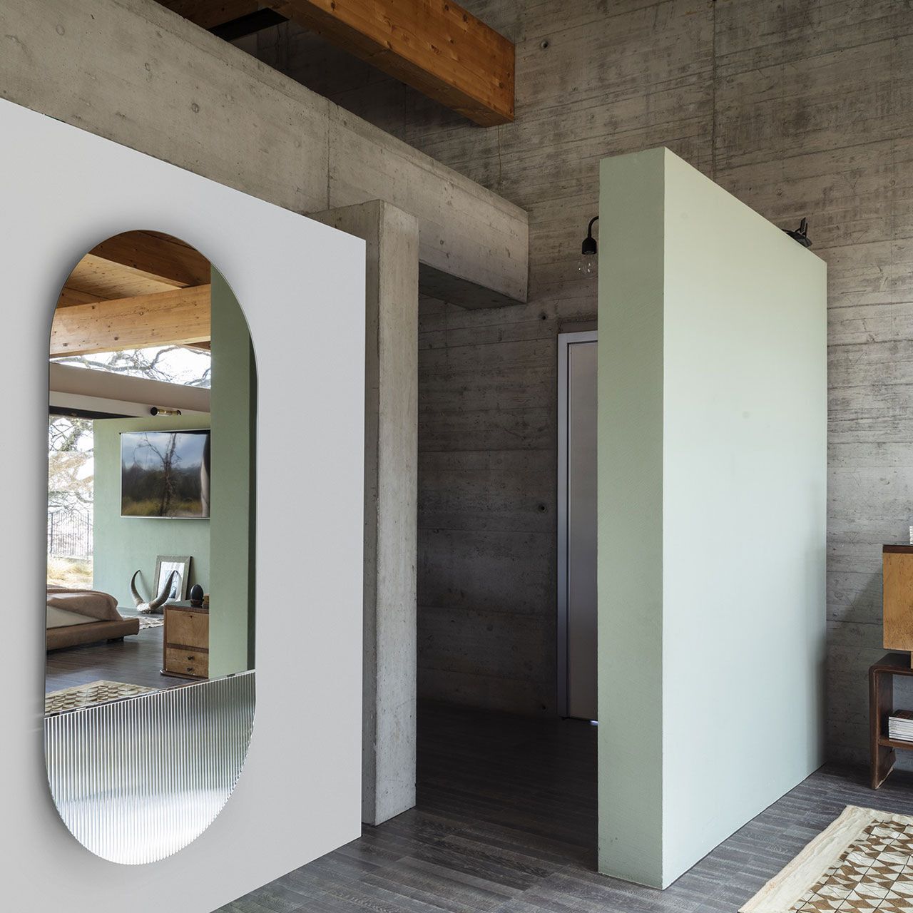 Овальное настенное зеркало с полкой Mogg BRAME ARCH-00037716 - Вид №2