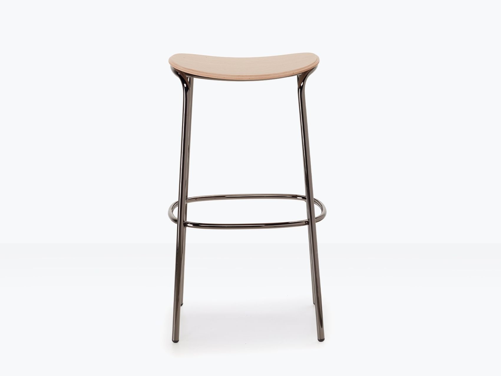 Высокий стальной стул с дубовым сиденьем S-CAB Trick ARCH-00023197 - Вид №1