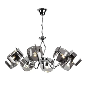 Люстра подвесная Rivoli Lattea, 8 ламп, 20 м², цвет дымчатый/хром