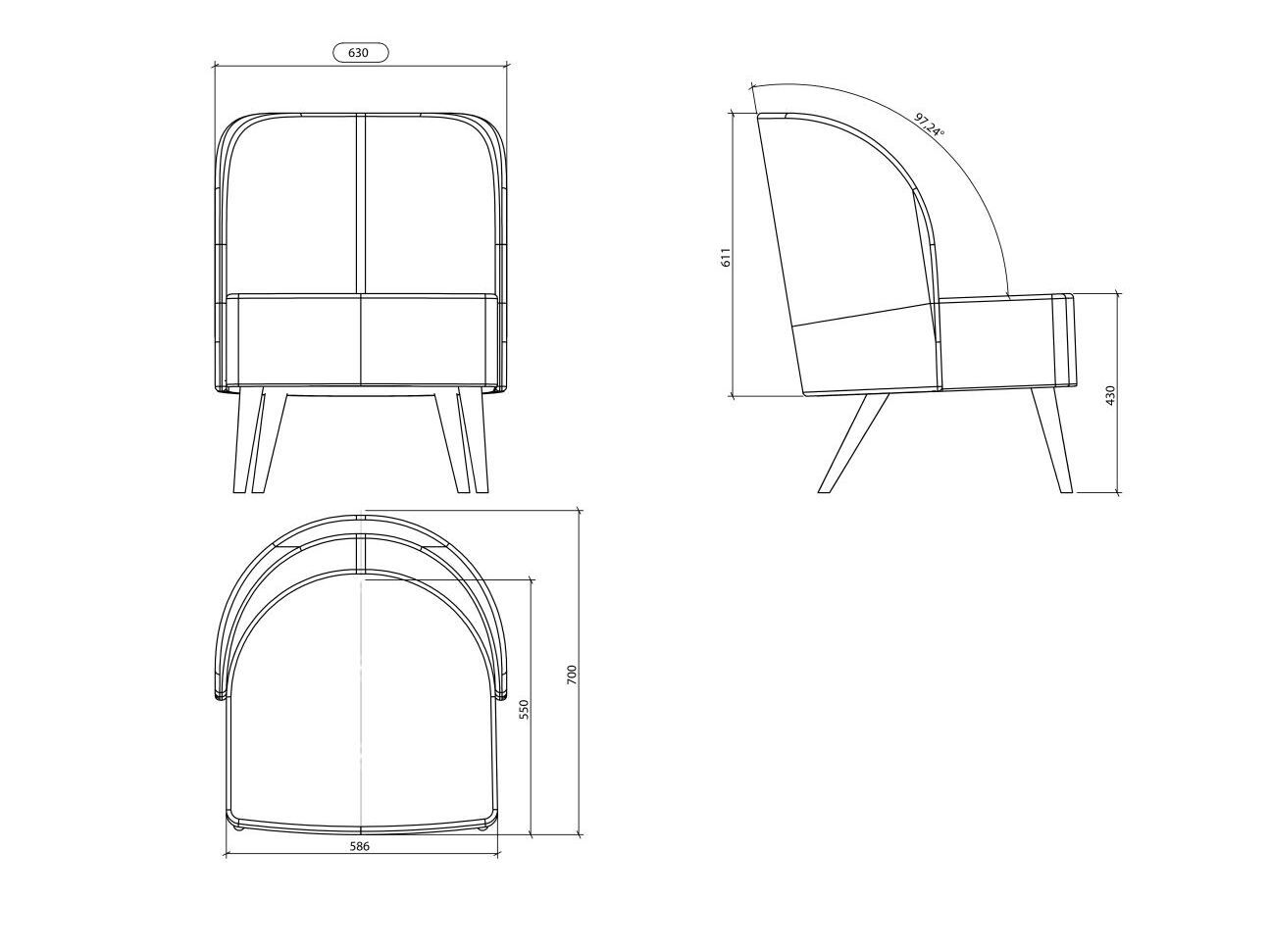 Тканевое кресло Laskasas Origin ARCH-00107448 - Вид №4