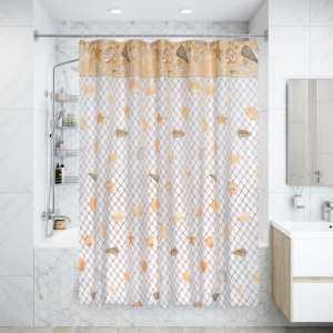 Штора для ванной комнаты « » 180х180 см цвет бежевый VIDAGE Кастель