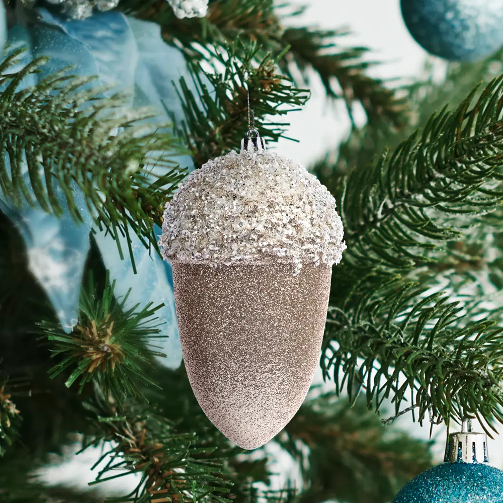 89381665 Украшение елочное «Желудь», 14x8 см, цвет желтый STLM-1385891 Santreyd 