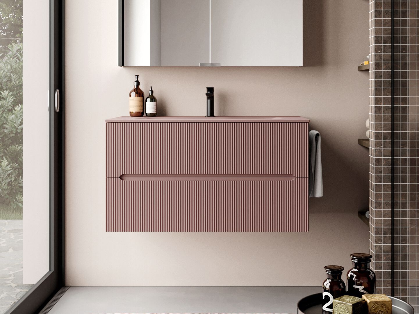 Кристалл и деревянный подвесной одиночный умывальник Ideagroup Smyle ARCH-00059414