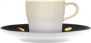 10571093 Furstenberg Чашка для эспрессо с блюдцем Furstenberg "Лунный свет" 70мл (черное блюдце) Фарфор