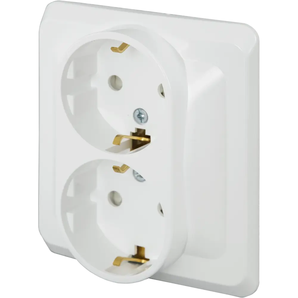 Розетка двойная встраиваемая Schneider Electric Этюд с заземлением, цвет белый STLM-2136353 - Вид №1