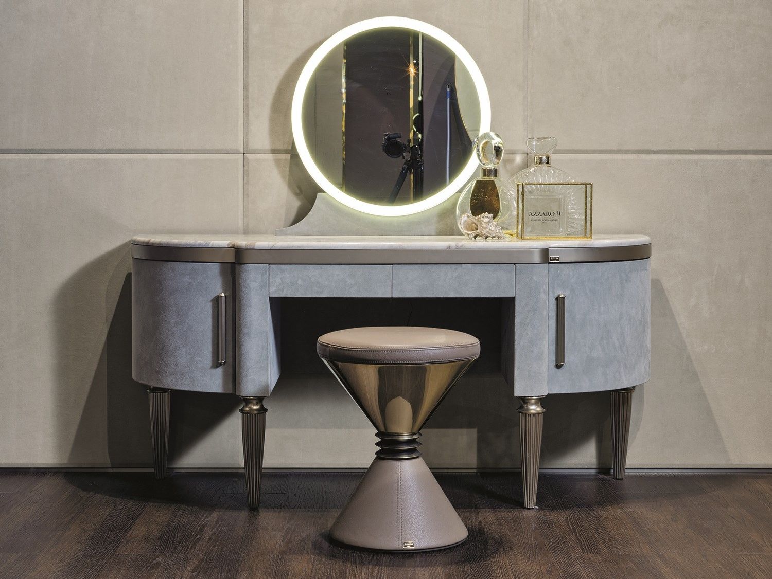 Круглый кожаный пуф Longhi ARCH-00075117 - Вид №1