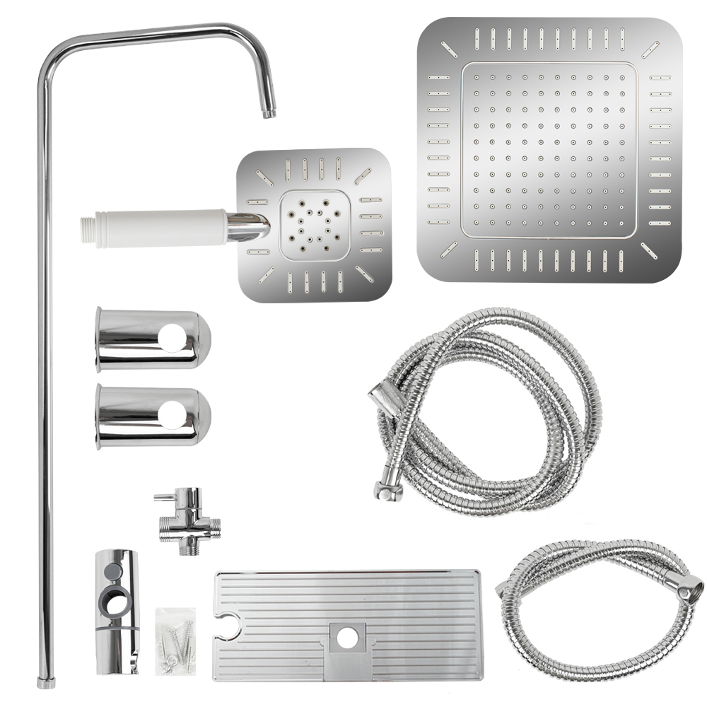 GFmark - Стойка душевая "тропический душ" с двумя лейками, квадратная с полосками, код: 3060  - Вид №3